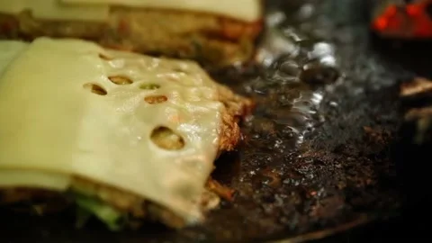 Close up sort of fry cheese bread. Video stock 208838853