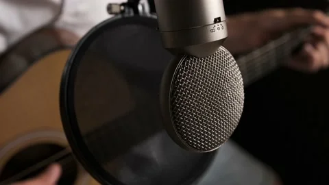 Close up of a sound studio microphone. Stock Footage 139692536