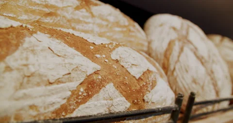 Close-up of sourdough bread 4K. Video stock 221561000