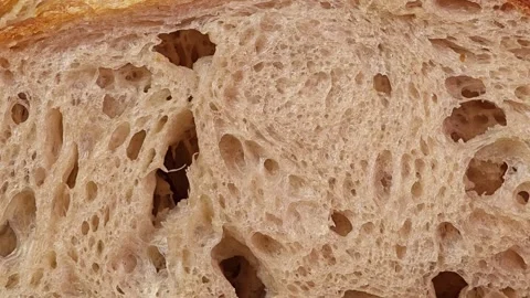 Close up of a sourdough bread. Slice down shot. Stock Footage 308920472