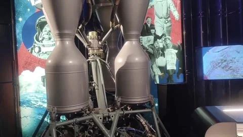 Close-up of Soviet Spacecraft Rocket Engine at Museum of Cosmonautics Stock Footage 343632539