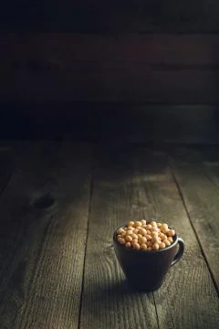 Close up soy beans in cup Stock Photos