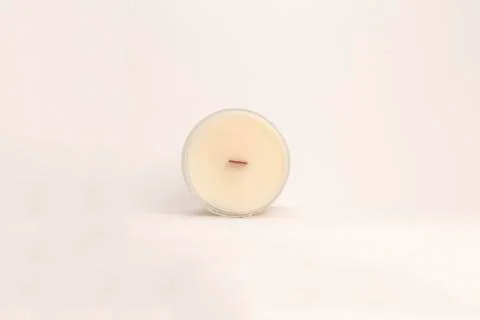 A close up of a soy candle. Stock Photos