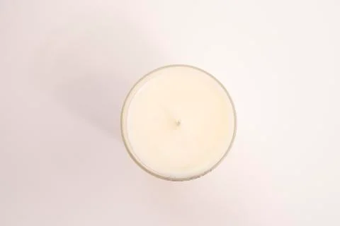 A close up of a soy candle. Stock Photos