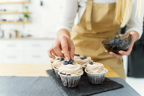 Close-up, space for text, women's hands of a confectioner Stock Photos