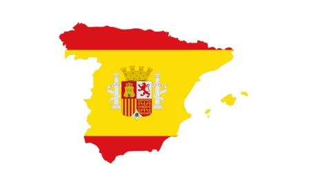 CLose up on Spain flag on white background 写真素材