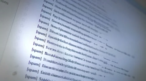 Close-Up of Spam Emails on Computer Screen Stock Footage 38017322