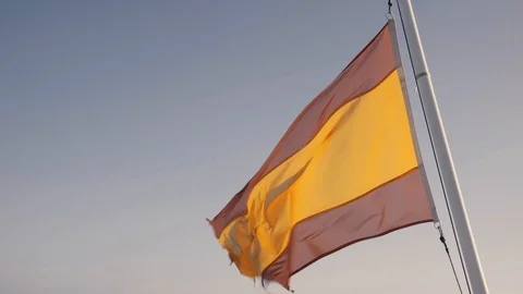 Close up of the Spanish flag waving in the wind Stock Footage 122794601
