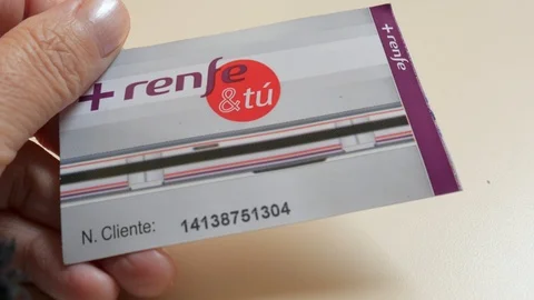 Close up on Spanish tramway ticket held by Caucasian female hand Stock Footage 120402971