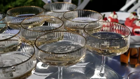 Close-up sparkling champagne in glasses Stock Footage 286144468