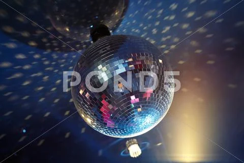 Close-up of sparkling evening ball at disco party Stock Photos