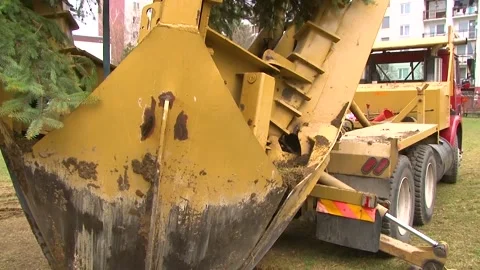Close-Up of Specialized Tree Planting Machine and Mechanical Spade Video stock 344577673