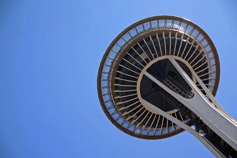 Close up of the spectacular Space needle from below Stock Photos
