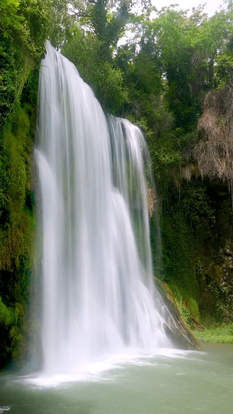 Close-up of a spectacular waterfall. Silk effect. Long exposure.Time Lapse. Stock Footage 290518531