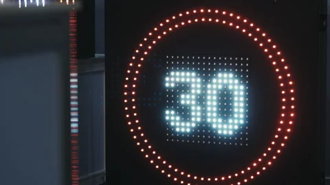 Close-up of the Speed Control System. Car Speed Scanner. Road Safety. Device Stock Footage 271643971