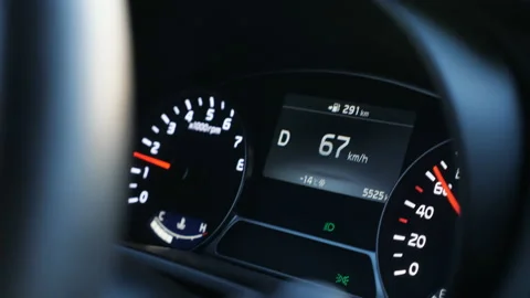 Close up of speedometer in modern car Stock Footage 102762117
