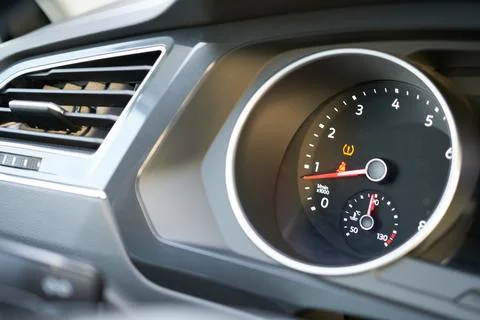 Close up of a speedometer in a modern car. Stock Photos