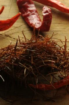 Close up of spicy chili in threads Stock Photos
