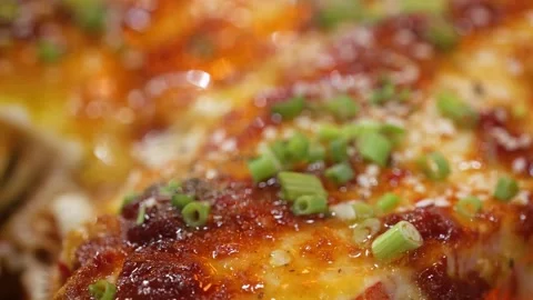 Close-Up of Spicy Glazed lobster Garnish with Chopped Green Onions and Sesame Se Видео 344217802