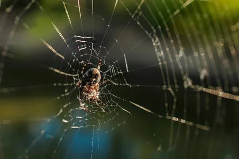 Close-up of a spider on its web in nature Stock Photos