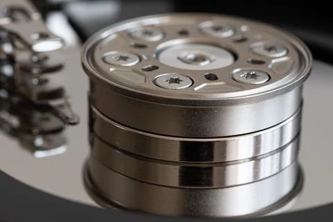 Close up spindle part inside hard disc Stock Photos