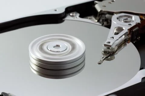 Close up of spinning computer hard drive Stock Photos