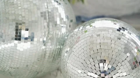 Close-up of spinning glitter disco ball Stock Footage 172142541