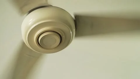 Close Up Spinning Old Dirty Ceiling Fan Stock Footage 143202625