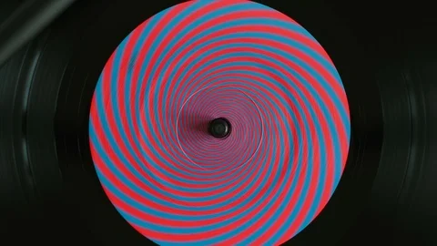 Close up of spinning turntable record Stock Footage 125895248