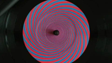 Close up of spinning turntable record Stock Footage 125895524