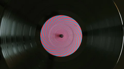 Close up of spinning vinyl record Stock Footage 125895588
