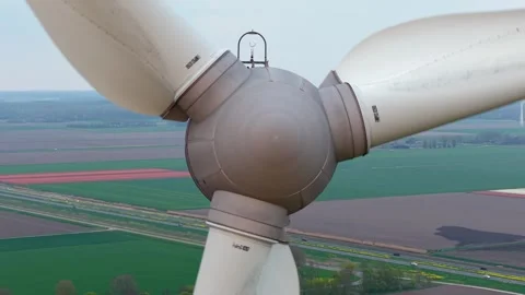 Close up of spinning wind turbine. Stock Footage 307105138
