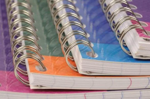 Close up of spiral bound exercise book Stock Photos
