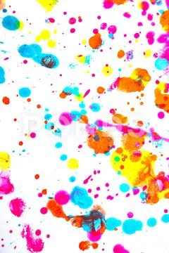 Close Up of Splattered Paint Blobs on White Paper for Abstract Background Stock Photos