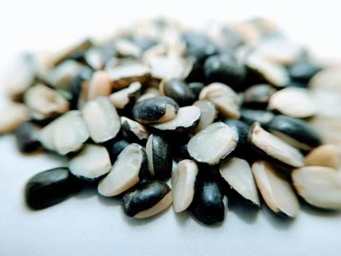 Close up on split black lentil Stock Photos