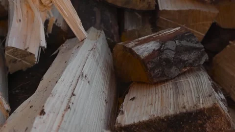 Close Up of a Split Firewood Pile Texture Stock Footage 333852335