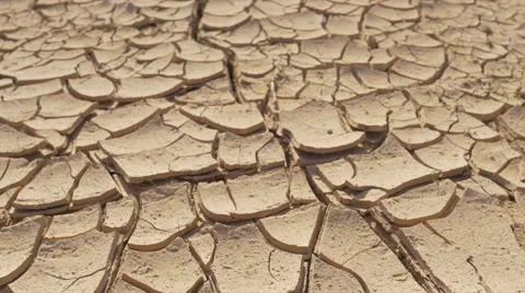 CLOSE-UP: Split soil at the dry valley desert Stock Footage 53279434