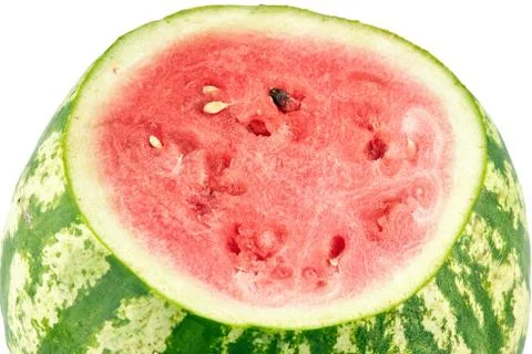 Close up of split watermelon on white background Stock Photos