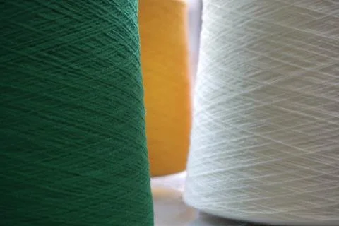 Close up of spools of thread with large size, sharp space, colorful spools of th Stock Photos