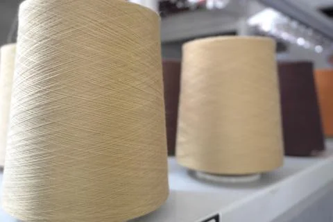 Close up of spools of thread with large size, sharp space, colorful spools of th Stock-Fotos