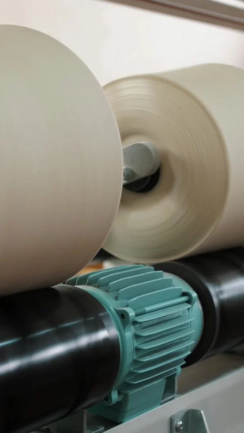 Close-up spools of yarn thread. Threads production. Textile factory. Spinning Stock Footage 317940230