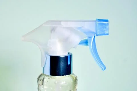 Close up spray bottle side angle Stock Photos