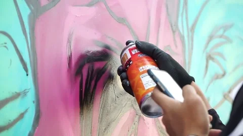 Close Up Of Spray Can On Art Mural Stock-Footage 81723967