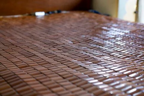 Close-up of a square bamboo mat Stockfoto's