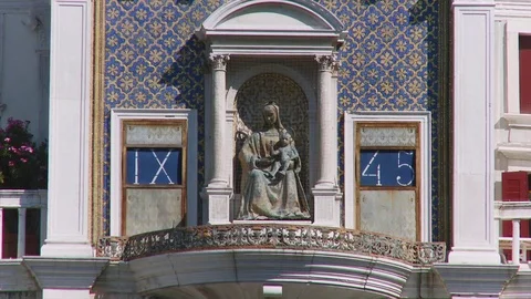 Close up of St Mark's Clock Tower, Venice, Veneto, Italy Stock Footage 74338420