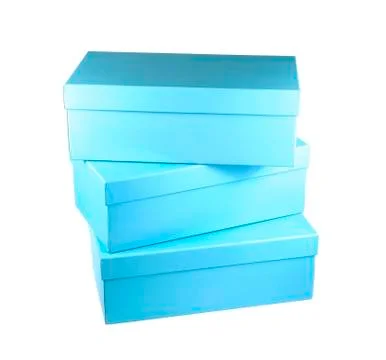 Close up of a stack of cardboard boxes on white background Stock Photos