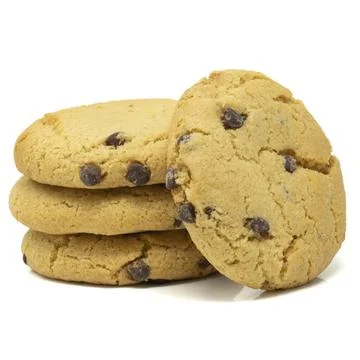 Close Up Stack of Chocolate Chip Cookies Isolated on White Background Stock Photos