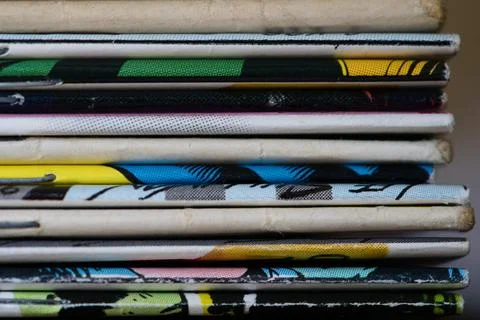 Close up of a stack of classic comics Stock Photos