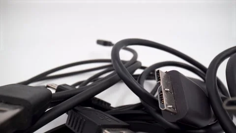 Close up of stack of electronic sockets isolated on white background Stock Footage 332126057