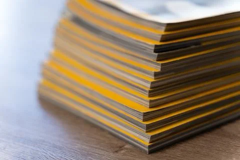 Close up stack file folders and documents office desk, representing paperwo.. Stock Photos